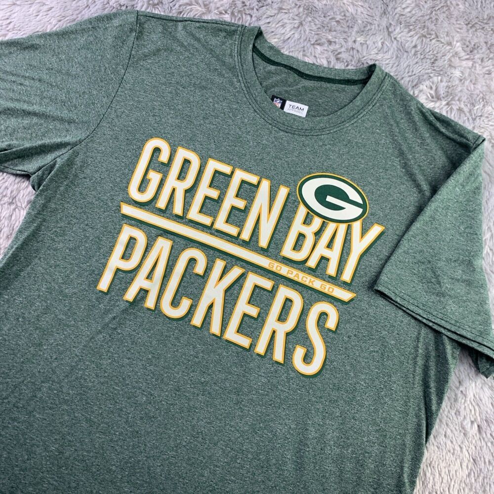 Green Bay Packers Shirt Mens Large Yellow White Heathered Performance NFL Team